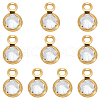 10Pcs Brass Edge & Loop Micro Pave Clear Cubic Zirconia Charms KK-LP0001-33-1