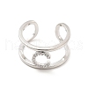 Clear Cubic Zirconia Initial Letter Open Cuff Ring RJEW-A012-01P-C-1