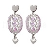 304 Stainless Steel Faceted Bicone Glass Beads Dangle Stud Earrings EJEW-WZ00437-02-2