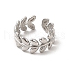 Non-Tarnish 304 Stainless Steel Leafy Branch Open Cuff Ring for Women RJEW-P081-01P-2