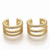 Brass Micro Pave Clear Cubic Zirconia Cuff Earrings EJEW-S208-002-2