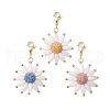 Flower Natural Lava Rock & Shell Pendant Decoration HJEW-TA00281-1