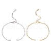 2Pcs 2 Colors 304 Stainless Steel Textured Cable Chain Bracelet Making AJEW-JB01342-1