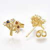 Brass Micro Pave Cubic Zirconia(Random Mixed Color) Ear Studs EJEW-S201-92-2