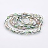 Half Rainbow Plated Glass Faceted Rice Beads Strands GLAA-A030A-HR01-2
