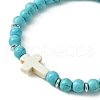 2Pcs 2 Color Synthetic Turquoise Cross Beaded Stretch Bracelets Set BJEW-TA00398-4