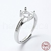 Anti-Tarnish Rhodium Plated 925 Sterling Silver Finger Ring Components STER-G027-17P-4