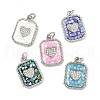 Rack Plating Brass Micro Pave Cubic Zirconia & Shell Pendants KK-I357-12P-1