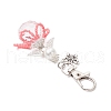 Flower Angel Glass Pearl & Glass Seed Pendant Decorations HJEW-MZ00239-04-4