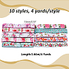 WADORN 40 Yards 10 Styles Flat Flower Printed Polyester Elastic Cord OCOR-WR0001-48-2