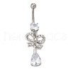 Alloy Crystal Rhinestone Dangle Curved Barbell Belly Rings AJEW-R007-04P-05-5