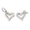Rack Plating Brass Micro Pave Clear Cubic Zirconia Heart Charms KK-Z026-16P-1