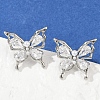 Butterfly Brass Micro Pave Cubic Zirconia Stud Earrings EJEW-M082-17P-02-4