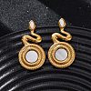 304 Stainless Steel Natural White Shell Stud Earrings EJEW-Z103-03G-02-2