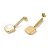 Ion Plating(IP) 304 Stainless Steel Inlay Rhinestone & Natural Shell Beads Stud Earrings for Women EJEW-M024-01A-G-2