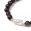 8mm Round Mixed Gemstone Beaded Stretch Bracelets BJEW-JB10309-4