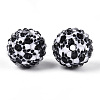 Cow Stripe Print Pattern Resin Rhinestone Round Beads OACR-N145-01-2