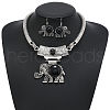 Elephant Alloy Resin Pendant Necklaces & Dangle Earrings Sets FS-WG854C5-01-3