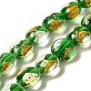 Handmade Gold Foil and Silver Foil Lampwork Flat Round Beads FOIL-C001-02B-1