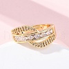 Brass Micro Pave Clear Cubic Zirconia Rings for Women RJEW-U047-22G-2