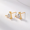 S925 Sterling Silver Clear Cubic Zirconia Triangle Stud Earrings IQ7437-1-3