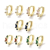 Brass Pave Cubic Zirconia Hoop Earrings for Women EJEW-L269-135G-1