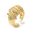 Rack Plating Real 18K Gold Plated Brass Criss Cross Open Cuff Rings RJEW-B048-05G-1