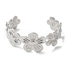 Stainless Steel Flower Open Cuff Bangles for Women BJEW-G719-13P-2