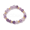 Natural Lepidolite Beaded Stretch Rings RJEW-JR00867-04-2