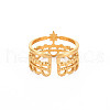 Ion Plating(IP) 304 Stainless Steel Star Open Cuff Ring for Women X-RJEW-S405-151G-2