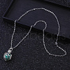 Brass Essential Oil Diffuser Hollow Round Cage Pendant Necklaces with Green Felt Wool Ball Inside TD9886-2