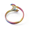 Ion Plating(IP) 201 Stainless Steel Moon & Star Adjustable Ring for Women RJEW-K238-08M-2
