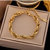 304 Stainless Steel Rope Chain Bracelets BJEW-C084-02G-1