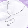 304 Stainless Steel Crystal Rhinestone Heart Lariat Necklaces NJEW-R026-10P-2