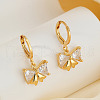 Elegant Brass Clear Cubic Zirconia Bowknot Hoop Earrings LP5969-4