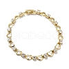 Rack Plating Iron Heart & Square Link Chains Bracelet with Cubic Zirconia BJEW-I300-02G-1