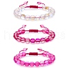 3Pcs Round Synthetic Moonstone Braided Bead Bracelets BJEW-SW00061-05-1