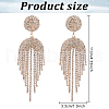 FIBLOOM 2 Pairs 2 Colors Crystal Rhinestone Chain Tassel Dangle Stud Earrings EJEW-FI0001-02-2