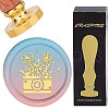 Brass Wax Seal Stamps with Wood Handle AJEW-WH0412-0193-1