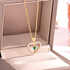 925 Sterling Silver Pave Clear & Green Cubic Zirconia Hollow Heart Pendant Necklaces for Parties and Gifts WZ4640-1