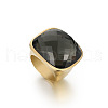Rectangle 304 Stainless Steel with Glass Finger Rings FS-WG61EEA-09-2