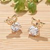 Owl Brass Micro Pave Cubic Zirconia Stud Earrings for Women EJEW-G428-10G-01-2