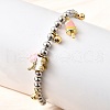 Brass Enamel Round Beads Charm Bracelets for Women BJEW-D317-11PG-4