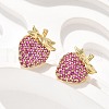 Brass Micro Pave Cubic Zirconia Stud Earrings EJEW-Q015-13G-01-4