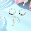 3Pcs Copper Wire Wrapped Natural Garnet Faceted Round Bead Finger Rings for Women RJEW-JR00888-03-2