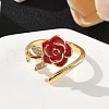 Flower Brass Micro Pave Cubic Zirconia Cuff Rings RJEW-A069-02B-02G-3