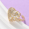 Brass Micro Pave Clear Cubic Zirconia Cuff Rings for Women RJEW-C126-06G-3