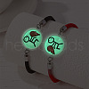 2Pcs Luminous Alloy Glass Flat Round Link Bracelets WG46F56-02-1