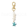 Natural White Mother of Pearl Shell & Synthetic Turquoise Starfish Pendant Decorations HJEW-JM02986-4