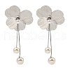 Flower Alloy Dangle Stud Earrings EJEW-L096-005P-1